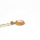 Vintage Cameo Pendant - Retro 14k Yellow Gold Carved Shell Woman's Profile Necklace - Circa 1970s Era Oval Dainty Petite Charm Fine Jewelry