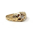 Edwardian Diamond Ring - Antique 14k Yellow Gold Natural Gemstone - Vintage 1900s Size 10 1/2 Belcher Men's Unisex Fine Engagement Jewelry