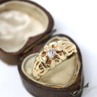 Edwardian Diamond Ring - Antique 14k Yellow Gold Natural Gemstone - Vintage 1900s Size 10 1/2 Belcher Men's Unisex Fine Engagement Jewelry