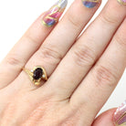 Modern Garnet Ring - Estate 14k Yellow Gold Oval Cut Red Gem & Diamond Bypass - Circa 2000s Era Size 4 1/2 January Birthstone Fine Jewelry