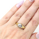 Vintage Diamond Ring - Art Deco Era 14k Yellow & White Gold Natural Gemstone - Circa 1930s Size 8 1/2 Fine Men's Unisex Engagement Jewelry