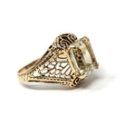 Modern Citrine Ring - Estate 10k Yellow Gold Natural Yellow Quartz Gemstone - Circa 2000s Size 6 3/4 Filigree Art Deco Style Fine Jewelry