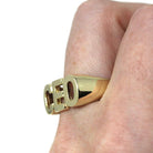 Modern "CEO" Ring - Estate 10k Yellow Gold Signet Letters Band - Unisex Boss Manager Gift Size 9 1/4 Initials Statement Fine Jewelry