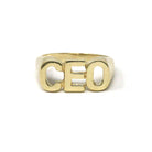 Modern "CEO" Ring - Estate 10k Yellow Gold Signet Letters Band - Unisex Boss Manager Gift Size 9 1/4 Initials Statement Fine Jewelry