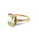 Created Spinel Ring - Mid Century 10k Yellow Gold Fancy Cut Rectangular Light Green Gem - Vintage Circa 1940s Era Size 5 Fine 40s Jewelry