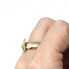 English Buckle Ring - Retro 9k Yellow Gold London England Figural Belt Band - Vintage Hallmarked 1965 Victorian Style Size 11 Fine Jewelry