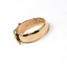 English Buckle Ring - Retro 9k Yellow Gold London England Figural Belt Band - Vintage Hallmarked 1965 Victorian Style Size 11 Fine Jewelry