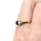 Vintage Sapphire & Diamond Ring - Retro 18k Yellow White Two Tone Gold Natural Blue Gemstone Ring - Hallmarked 1967 Size 5 1/4 Fine Jewelry