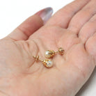Vintage Cultured Pearl Earrings - Mid Century 10k Yellow Gold Round White Organic Gemstone Screw Backs - Circa 1940s Era BDA Fine Jewelry
