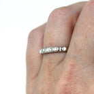 Vintage Diamond Band - Mid Century Platinum .11 CTW Natural Gemstone Wedding Ring - Circa 1950s Era Size 5 1/4 Stacking Fine Bridal Jewelry