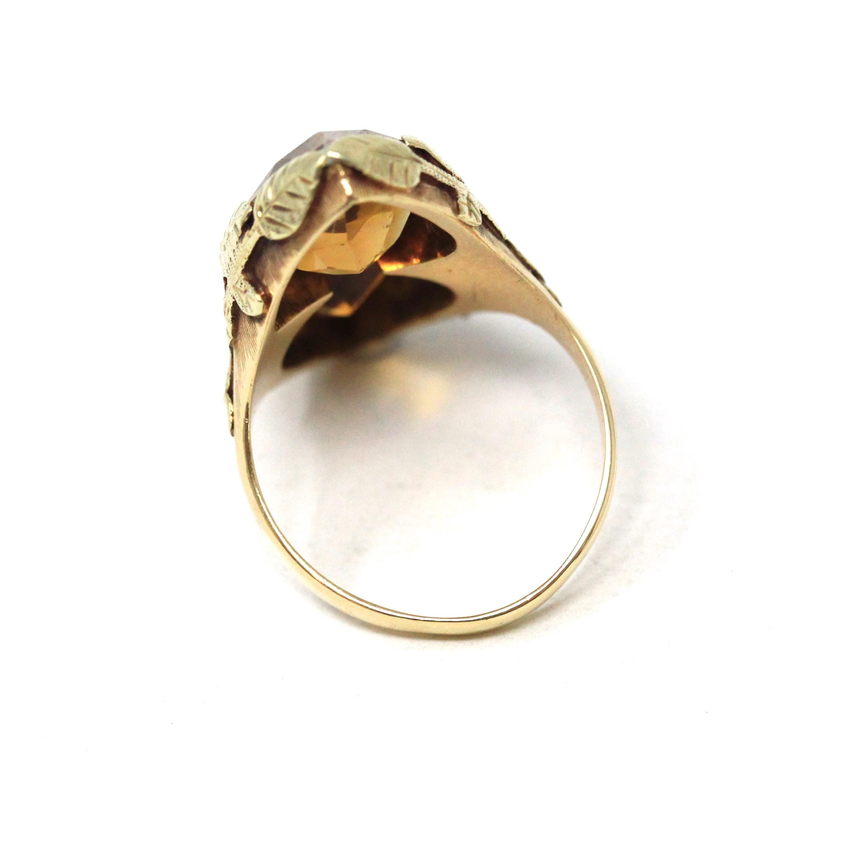 Antique Citrine Ring - Art Nouveau 14k Yellow Gold Two Yellow Gemstones - Circa 1910s Size 7 3/4 Fine November Birthstone Statement Jewelry