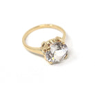 Created Spinel Ring - Mid Century 10k White Gold Round Faceted White Gem - Vintage Circa 1940s Size 6.5 Statement Fine August Birth Jewelry