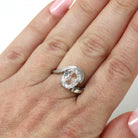 Created Spinel Ring - Retro 10k White Gold Oval Faceted White Stone - Vintage Circa 1960s Era Size 5 3/4 Fine Simulated Diamond Jewelry