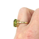 Natural Peridot Ring - Edwardian 14k Yellow Gold 1.24 CT Green Gemstone - Antique Circa 1910s Era Size 6 1/4 August Birthstone Fine Jewelry