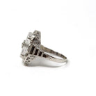 Rock Crystal Quartz Ring - Art Deco 14k White Gold Genuine Diamond Gemstone - Vintage Circa 1930 Size 6 3/4 Filigree Floral Fine 30s Jewelry