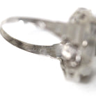 Rock Crystal Quartz Ring - Art Deco 14k White Gold Genuine Diamond Gemstone - Vintage Circa 1930 Size 6 3/4 Filigree Floral Fine 30s Jewelry