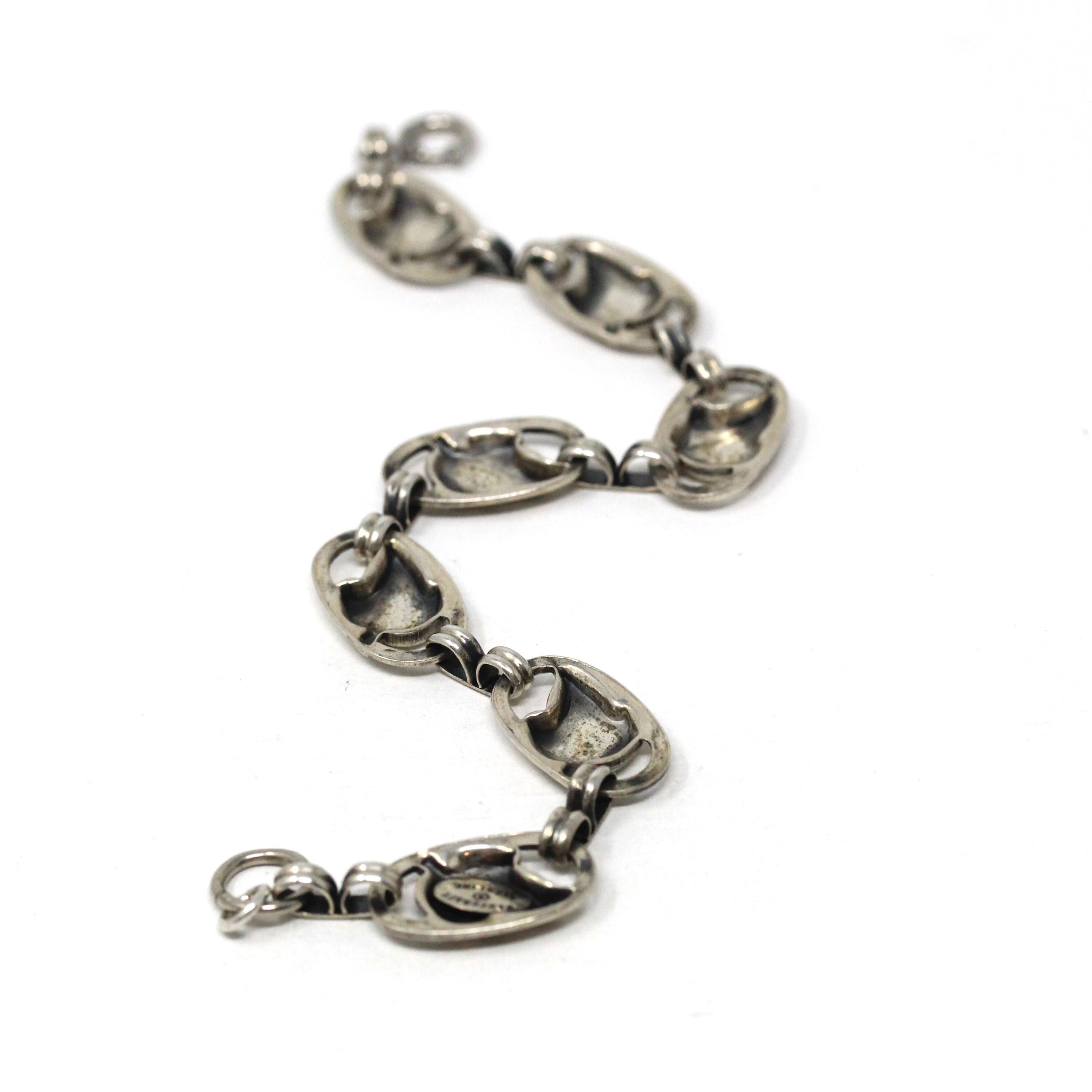 Vintage Leaf Bracelet - Mid Century Sterling Silver Nature