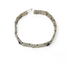 Art Deco Bracelet - Vintage 14k White Gold Simulated Sapphire Blue Glass & Diamonds - Circa 1930s Era Line Tennis Fashion Accessory Jewelry