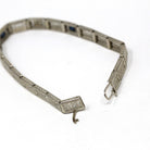 Art Deco Bracelet - Vintage 14k White Gold Simulated Sapphire Blue Glass & Diamonds - Circa 1930s Era Line Tennis Fashion Accessory Jewelry