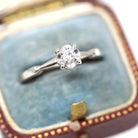 Mid Century Ring - Vintage 18k White Gold Solitaire Diamond Engagement - Circa 1950s Era Size 7 1/4 Illusion Head Fine Statement Jewelry