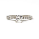 Diamond Engagement Ring - Modern 14k White Gold Natural Round Brilliant Cut Gems - Vintage Estate Era Size 5 Bridal Fine Statement Jewelry