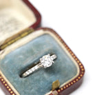 Diamond Engagement Ring - Modern 14k White Gold Natural Round Brilliant Cut Gems - Vintage Estate Era Size 5 Bridal Fine Statement Jewelry