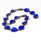 Vintage Enamel Necklace - Mid Century Sterling Silver Blue Enamel Leaf Links Necklace - Circa 1950s Era Hans Myhre Scandinavian 50s Jewelry