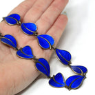Vintage Enamel Necklace - Mid Century Sterling Silver Blue Enamel Leaf Links Necklace - Circa 1950s Era Hans Myhre Scandinavian 50s Jewelry