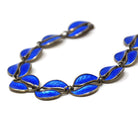 Vintage Enamel Jewelry Set - Mid Century Sterling Silver Blue Enamel Leaf Links Necklace Bracelet - Circa 1950s Era David Anderson Jewelry
