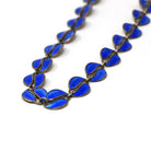 Vintage Enamel Jewelry Set - Mid Century Sterling Silver Blue Enamel Leaf Links Necklace Bracelet - Circa 1950s Era David Anderson Jewelry