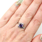 Retro Bypass Ring - Vintage 10k White Gold Purple Pink Created Color Change Sapphire Gemstone Swirl - Circa 1960s Era Size 5.75 Fine Jewelry