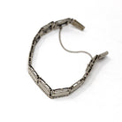 Vintage Panel Bracelet - Retro Sterling Silver Rectangular Textured Links - Circa 1960s Era Statement Fashion Accessory Marked Wells Jewelry