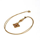 Antique Lavalier Necklace - Vintage 10k Yellow Gold Seed Pearl Dangle Charm Pendant - Edwardian 1910s Era Floral Flower Fine Dainty Jewelry