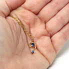 Antique Question Mark Charm - Edwardian 14k Yellow Gold Created Blue Sapphire Gemstone Necklace Pendant - Circa 1910s Stick Pin Fine Jewelry