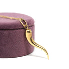 Italian Horn Charm - Retro 14k Yellow Gold Italy Cornicello Good Luck Pendant Necklace - Vintage 1970s Era Ward Off Evil Amulet Fine Jewelry