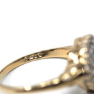 Vintage Heart Halo Ring - Retro 9k Yellow Gold Red Garnet Created White Spinel Statement - Circa 1960s Size 7 3/4 Cluster Fine Love Jewelry