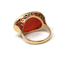 Edwardian Intaglio Ring - Antique 18k Yellow Gold Red Carnelian Carved Engraved Gemstone - Circa 1900s Era Size 6 Unisex Signet Fine Jewelry