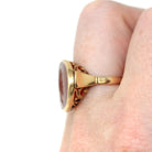 Edwardian Intaglio Ring - Antique 18k Yellow Gold Red Carnelian Carved Engraved Gemstone - Circa 1900s Era Size 6 Unisex Signet Fine Jewelry