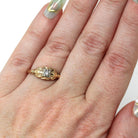 Vintage Diamond Ring - Mid Century 14k Yellow Gold Illusion Head .03 CT Setting - Circa 1940s Era Size 5.25 Fine Two Tone Engagement Jewelry