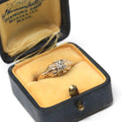 Vintage Diamond Ring - Mid Century 14k Yellow Gold Illusion Head .03 CT Setting - Circa 1940s Era Size 5.25 Fine Two Tone Engagement Jewelry