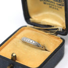 Vintage Wedding Band - Mid Century Platinum Natural Diamond Gemstone Bridal Ring - Dated Valentines Day 1942 Size 5.25 Fine Stacking Jewelry