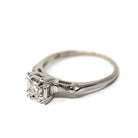 Mid Century Engagement Ring - Vintage 14k White Gold Natural Diamond Illusion Head Solitaire - Circa 1950s Era Tapered Baguette Fine Jewelry