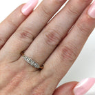 Diamond Wedding Band - Mid Century 18k Yellow Gold & Platinum Natural .13 CTW Gems - Circa 1940s Size 8 Fine Two Tone Bridal Band Jewelry