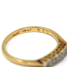 Diamond Wedding Band - Mid Century 18k Yellow Gold & Platinum Natural .13 CTW Gems - Circa 1940s Size 8 Fine Two Tone Bridal Band Jewelry