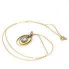 Antique Aquamarine Necklace - Edwardian 14k Yellow Gold Blue .80 CT Gem Oval Pendant - Circa 1910s Era Seed Pearl Fine Statement Jewelry