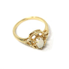 Vintage Opal Ring - Retro 10k Yellow Gold Oval Cabochon Natural Gemstone - Circa 1970s Era Size 6 October Birthstone Open Metal Fine Jewelry
