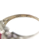 Art Deco Ring - Vintage 14k White Gold Filigree Created Red Ruby Filigree Statement - Circa 1930s Era Size 6 July Birthstone Fine Jewelry