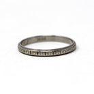 Antique Wedding Band - Art Deco 18k White Gold "T.O.M. to H.P. 10-15-27" Eternity Flower Ring - Vintage 1920s Size 7 1/4 Bridal Fine Jewelry