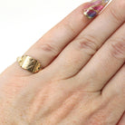 Vintage "SJ" Signet Ring - Mid Century 10k Yellow Gold Engraved Initials Script Letters - Circa 1940s Era Size 4 1/4 Petite BDA Fine Jewelry