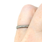 Antique Wedding Band - Art Deco Era 18k White Gold Eternity Design Ring - Vintage Circa 1930s Size 5 1/4 Stacking Bridal Fine Unisex Jewelry